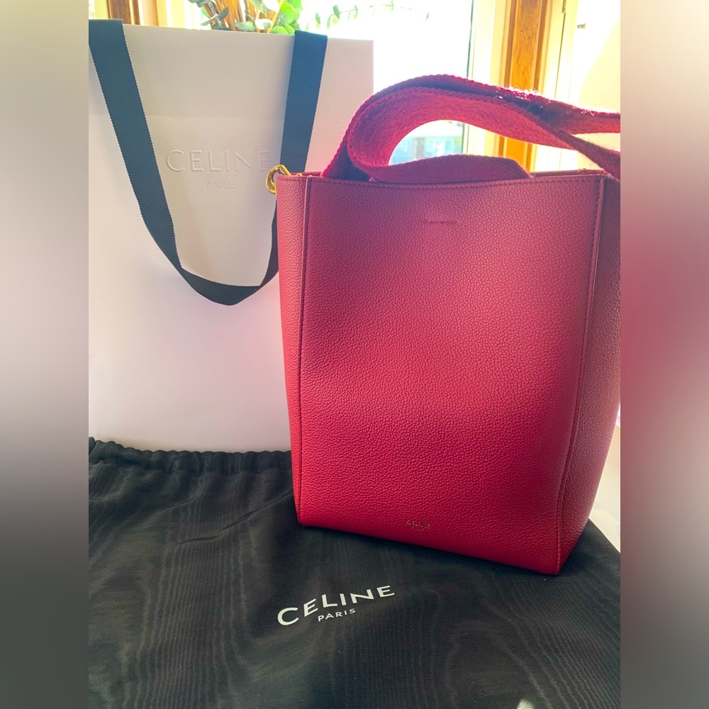 Authentic Celine Seau Sangle in Raspberry colour